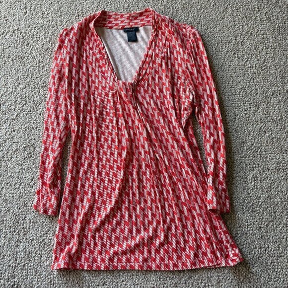 Ann Taylor Tops - Ann Taylor XS Geometric Print Knotted Bust Top Office Siren Work